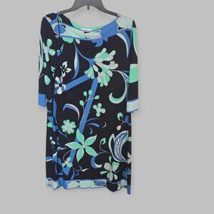 Dressbarn  Floral Print Shift Bodycon Silhoutte Boat Neckline  Dress  Womens 14